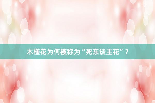 木槿花为何被称为“死东谈主花”？